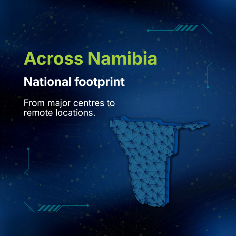 Map of Namibia representing Echo Namibia's national reach